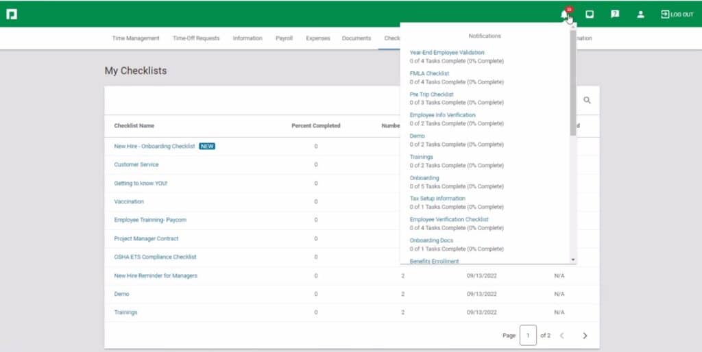 Paycom Software Checklist