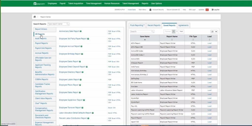 Paycom HR Reports